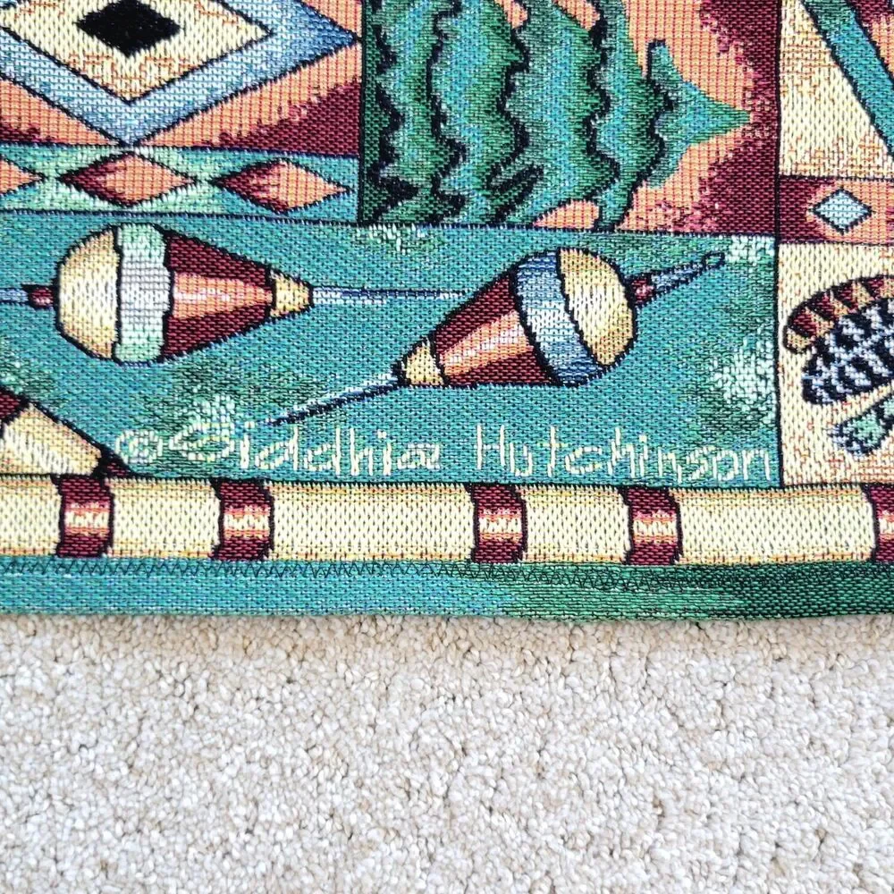 Rare Siddhia Hutchinson Fish Hanging Wall Tapestry Trout Fisherman Cottage Flag
